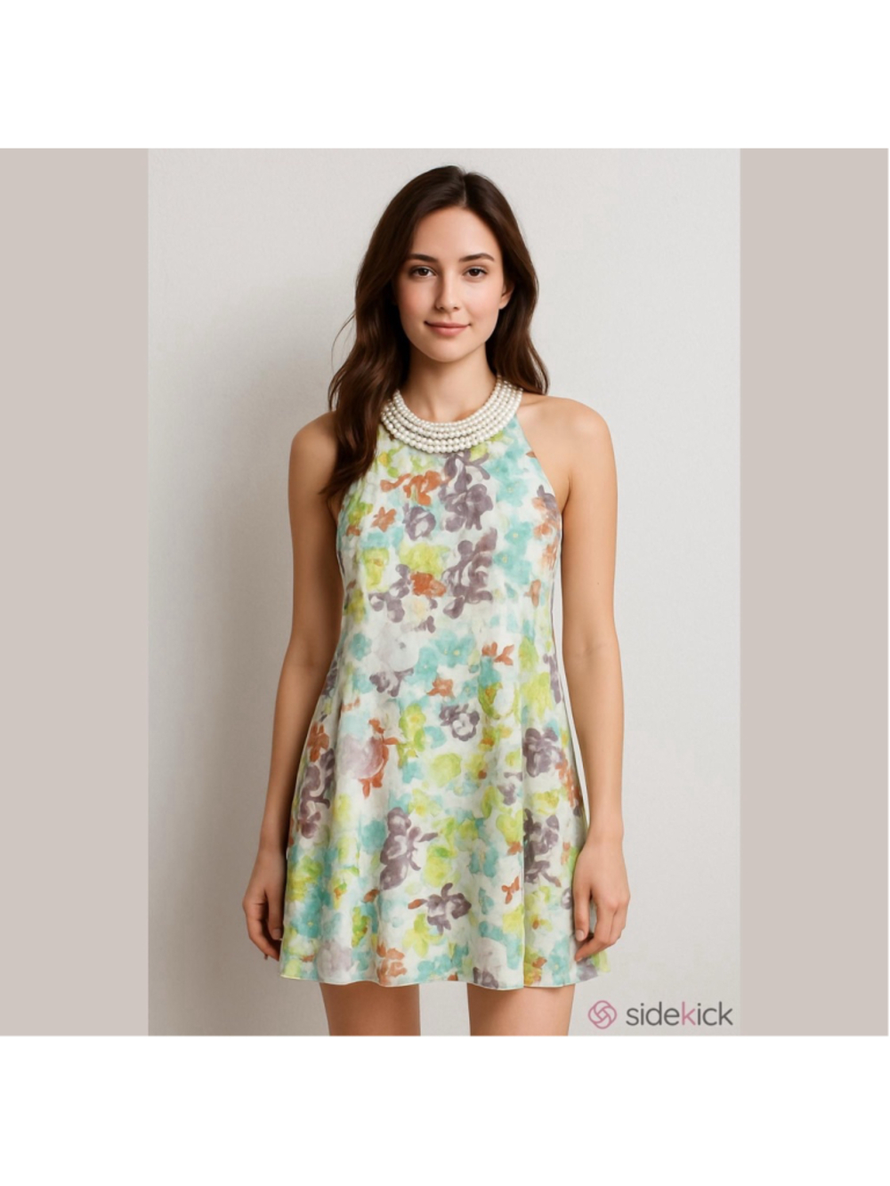 Women's Belle Badgley Mischka Mini Dress Size 4 White Multi-color